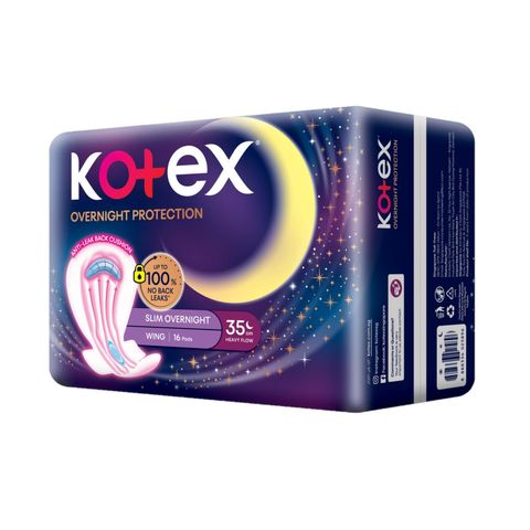 Kotex Soft & Smooth Slim Overnight Wing Sanitary Pads 35cm 16s