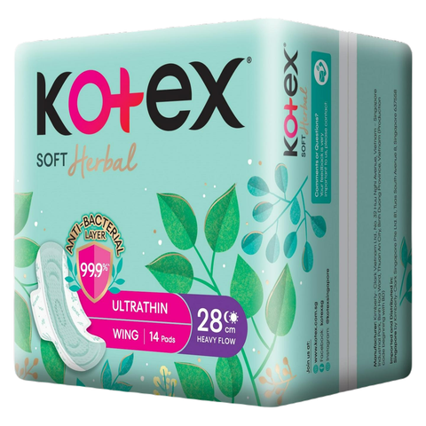 Kotex Soft Herbal Ultrathin Night Wing Sanitary Pads 28cm 14s