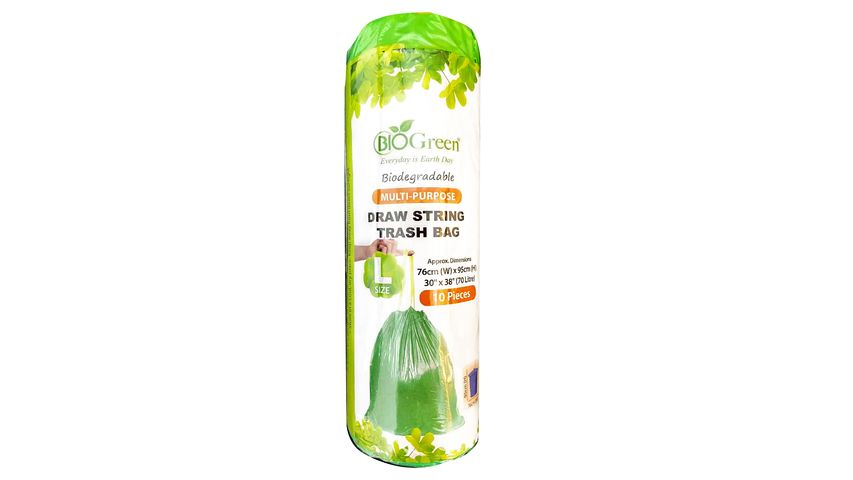 Biogreen Biodegradable Drawstring Garbage Bag / Trash Bag (L) 10pcs