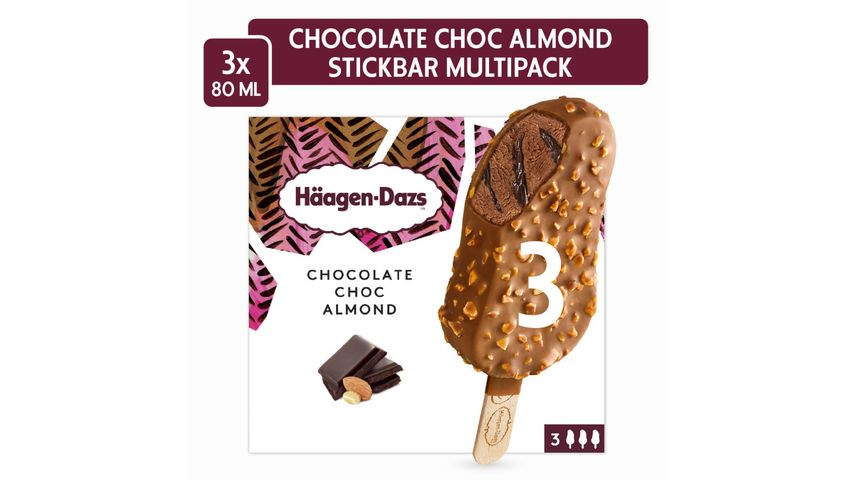 Haagen-Dazs Chocolate Choc Almond Ice Cream Multipack 3pcs x 80ml