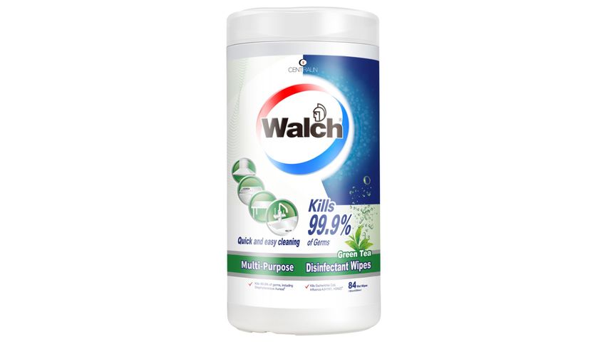 Walch Multi-Purpose Disinfectant Wet Wipes Green Tea 84 Pieces