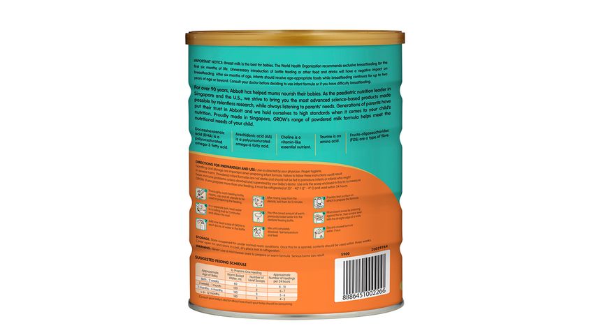 Grow Stage 1 Baby Infant Formula (0-12 Months) 900g