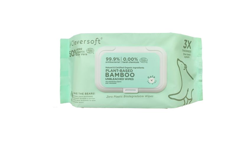Cloversoft Antibacterial Organic Wipes 100s