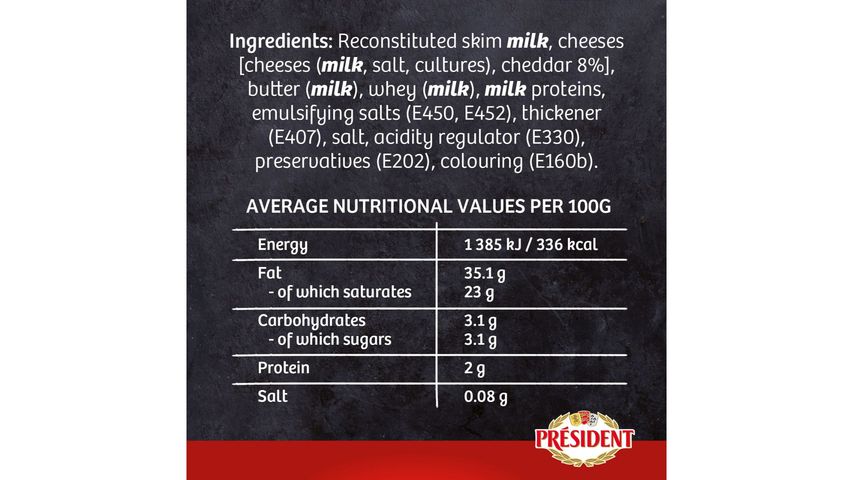President Brand Burger Sliced Cheese 200 g