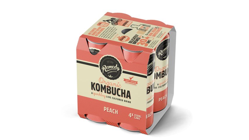 Remedy Kombucha Multipack Peach 4 x 250ml