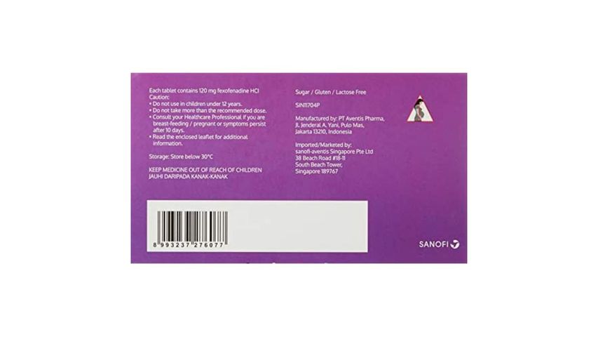 Telfast 120mg 24Hr Allergy Relief Tablets 10s