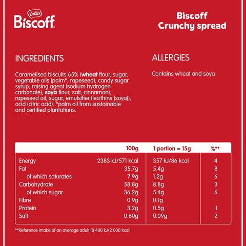 Lotus Biscoff Crunchy Biscuit Spread 380g