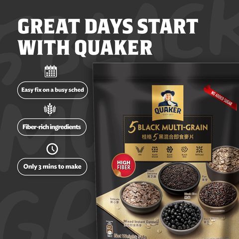 Quaker Oats 5 Black Multigrain Mixed Instant Oatmeal 518g