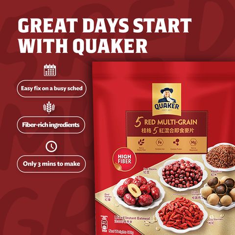 Quaker Oats 5 Red Multigrain Mixed Instant Oatmeal 480g