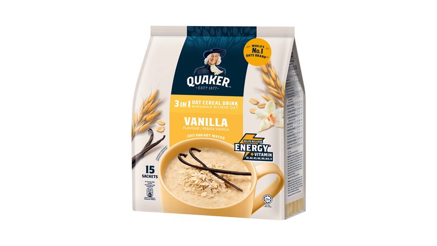 Quaker 3 in 1 Vanilla Oat Cereal Drink 15s x 28g