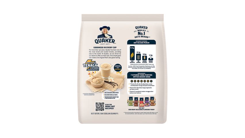 Quaker 3 in 1 Vanilla Oat Cereal Drink 15s x 28g