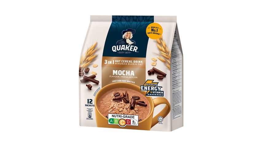 Quaker 3 in 1 Mocha Oat Cereal Drink 15s x 28g