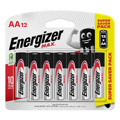 Energizer Max Alkaline AA Batteries 12pcs