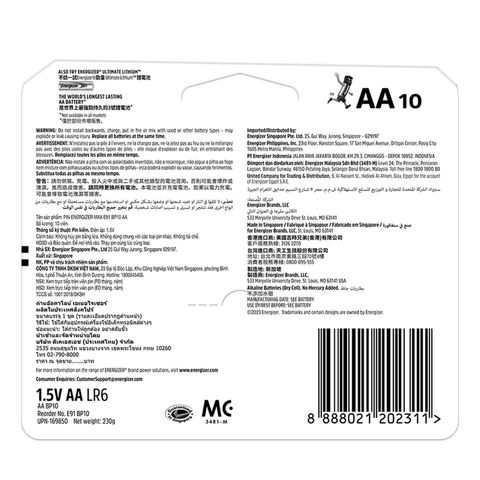 Energizer Max Alkaline AA Batteries 10s