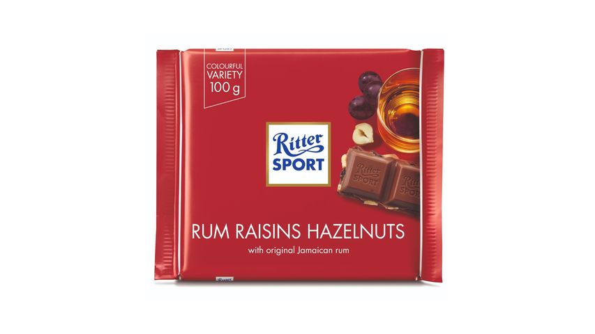 Ritter Sport Rum Raisins Hazelnut Chocolate 100g