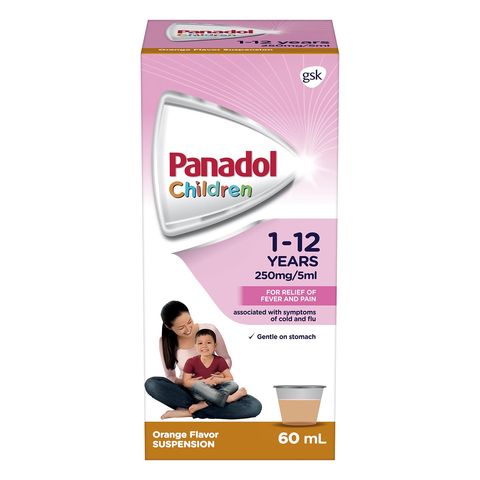 Panadol Children 1-12 Years Old Suspension, Paracetamol for Fast and Effective Pain Relief, Fever, Cold and Flu 60ml