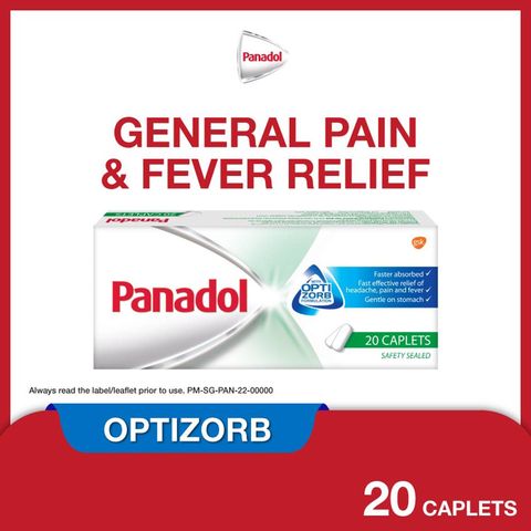 Panadol with Optizorb, Paracetamol for Effective Fever & Pain Relief, Toothache, Back Pain, Muscle Pain 20pcs