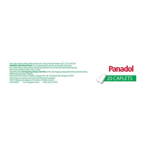 Panadol with Optizorb, Paracetamol for Effective Fever & Pain Relief, Toothache, Back Pain, Muscle Pain 20pcs