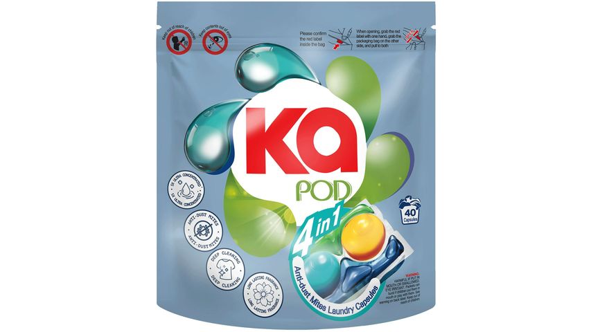 Ka 4 in 1 Laundry Capsules Refill - Anti-Dust Mite 40pcs