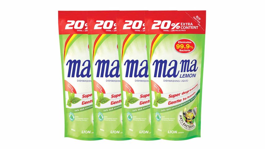 Mama Lemon Dishwashing Liquid Refill (Anti-bacterial Green Tea) 4pcs x 600ml
