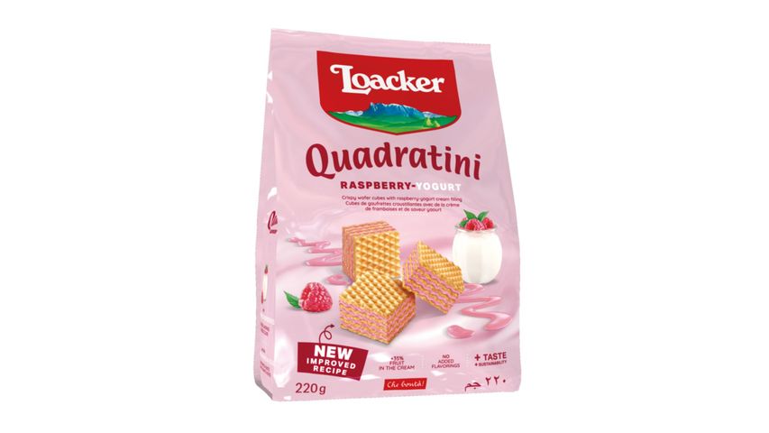 Loacker Quadratini Raspberry-Yoghurt Wafer Cookies 220g
