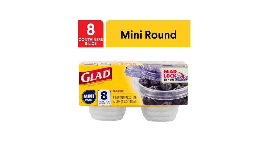 Glad Mini Round Container with Lid 8s