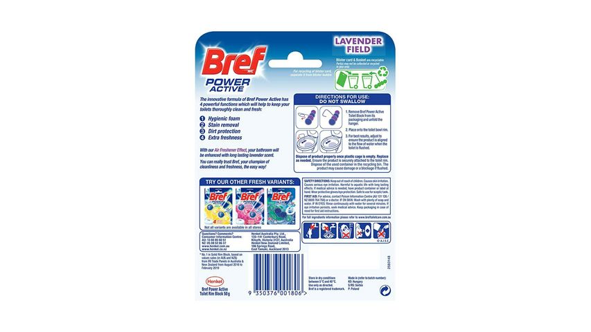 Bref Power Active Lavender Toilet Bowl Cleaner 50g