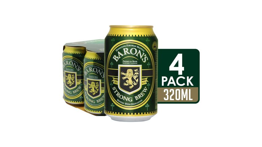 Baron's Strong Brew Lager Beer Can 4pcs x 320ml