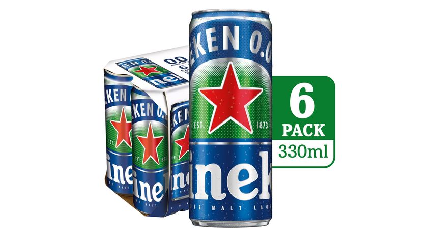 Heineken 0.0 Non-Alcohol Beer Can 6s x 330ml