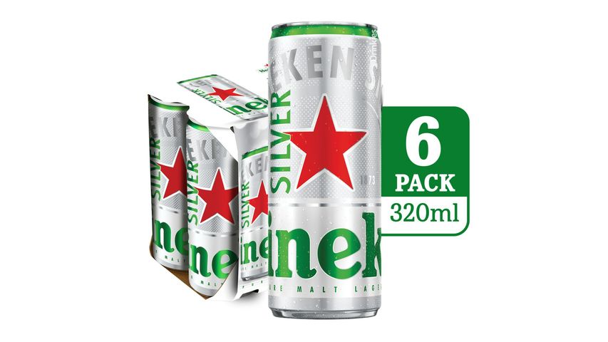 Heineken Silver Lager Beer Can 6pcs x 320ml