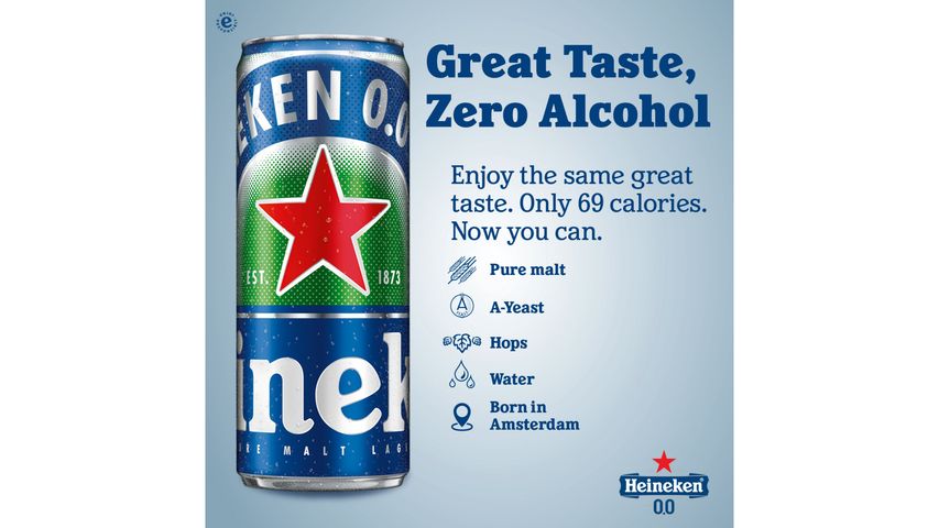 Heineken 0.0 Non-Alcohol Beer Can 6s x 330ml