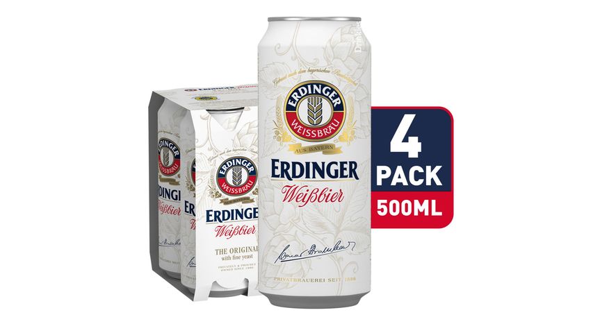 Erdinger Weissbier Wheat Beer Can 4 x 500ml
