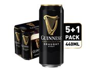 Guinness Draught Stout Beer Can 440ml (Pack of 5 + 1 FREE Can)