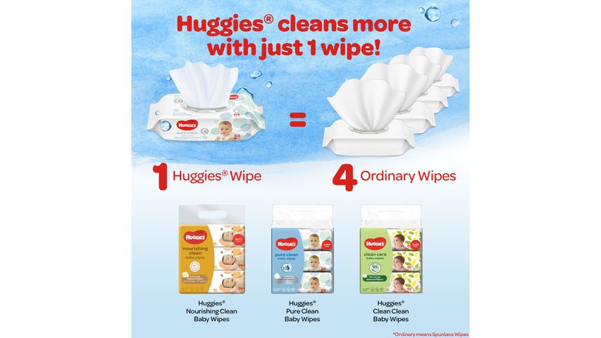 Huggies Nourishing Clean Baby Wipes 3 x 72s