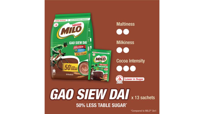 Milo Activ-Go Gao Siew Dai Lower in Sugar Sachet 15s x 33g