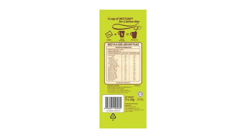 Nestum 3-in-1 Original Cereal Milk Drink Sachet 15s x 28g