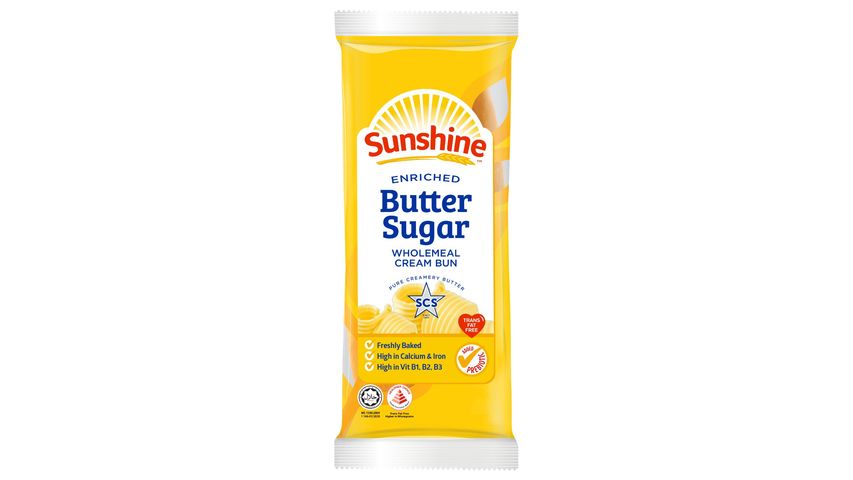 Sunshine Enriched Butter Sugar Wholemeal Cream Bun 65g