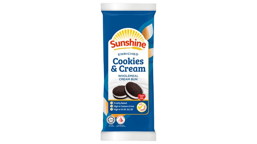 Sunshine Enriched Cookies & Cream Wholemeal Cream Bun 65g