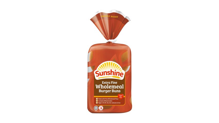 Sunshine Extra Fine Wholemeal Burger Buns 220g