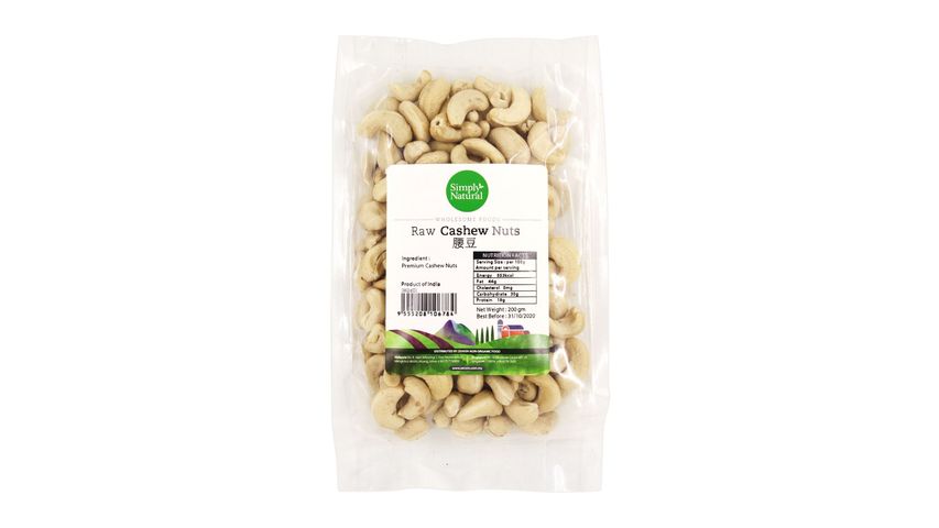 Simply Natural Raw Cashew Nuts 200g