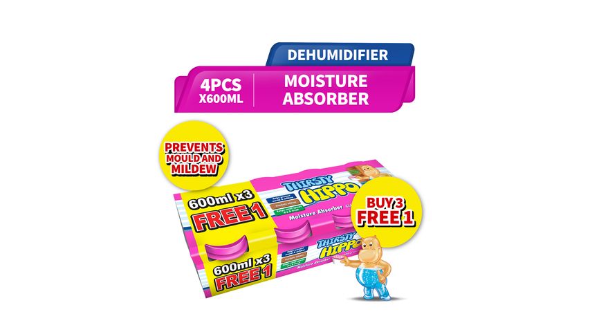 Thirsty Hippo Dehumidifier Moisture Absorber 4pcs x 600ml