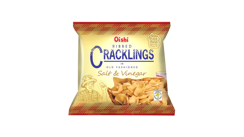 Oishi Ribbed Cracklings Salt & Vinegar 50G