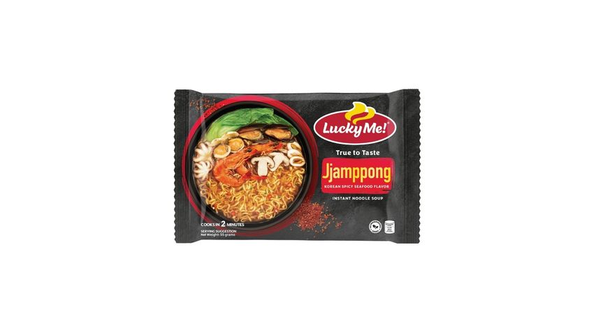 Lucky Me! Instant Noodle Soup Jjamppong Authentic Korean Spicy Seafood 55g