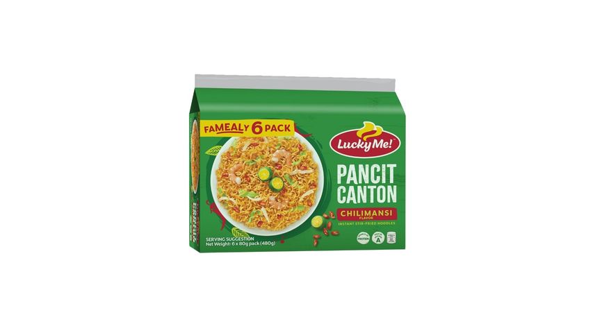 Lucky Me! Pancit Canton Instant Noodles Chilimansi Multipack 80g x 6