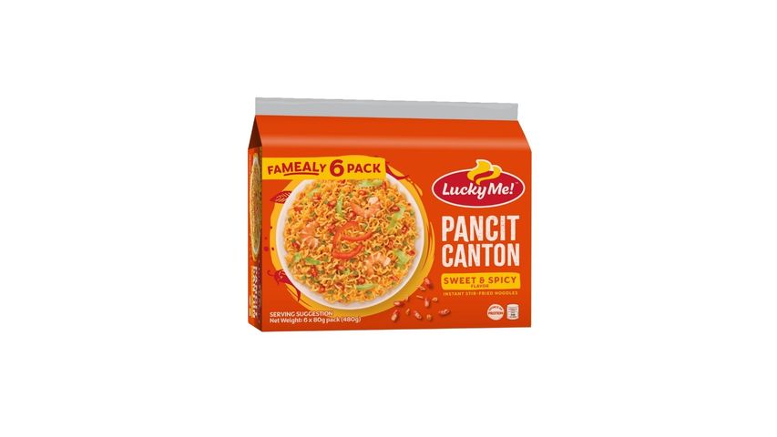 Lucky Me! Pancit Canton Instant Noodles Sweet and Spicy Multipack 80g x 6