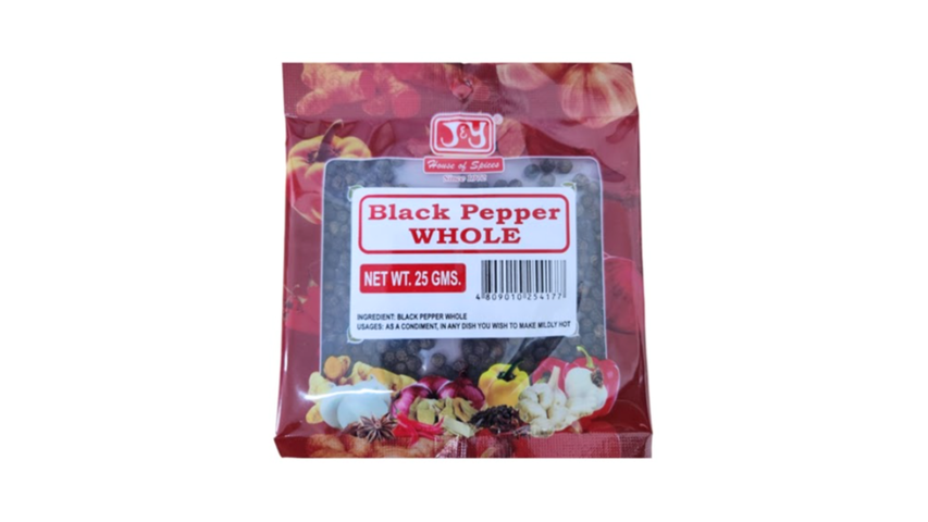 J&Y Whole Black Pepper 25g