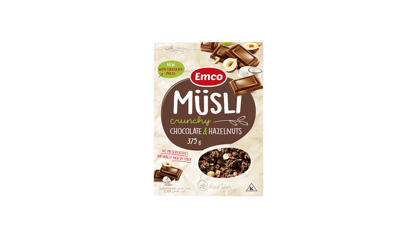 Emco Musli Crunchy Chocolate and Hazelnuts Cereals 375g