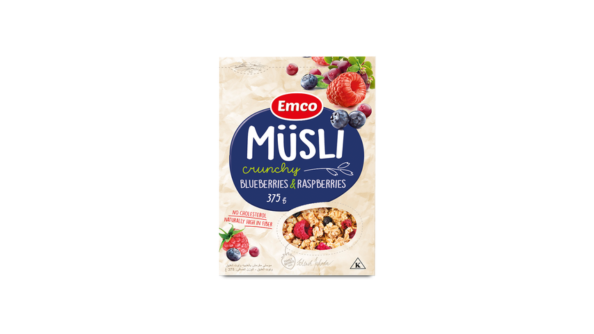 Emco Musli Crunchy Blueberries and Raspberries Cereals 375g