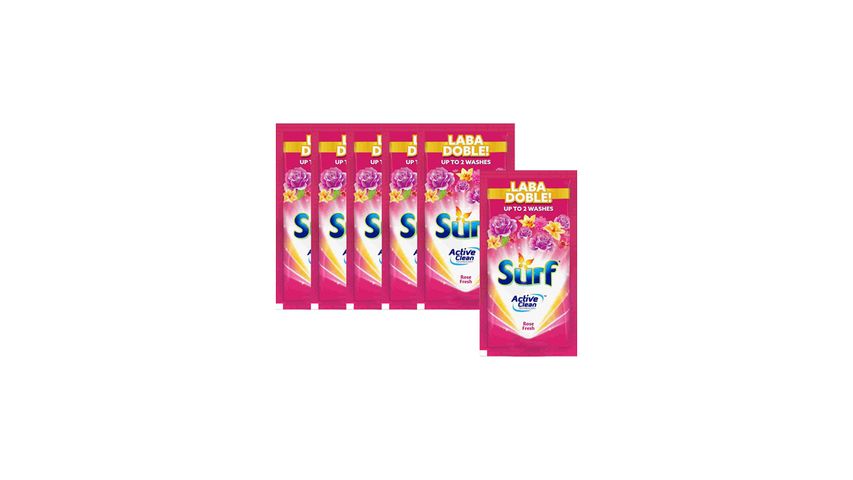 Surf Laundry Powder Detergent Sachet Rose Fresh 6 x 130g