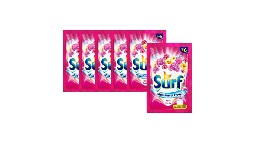 Surf Laundry Liquid Detergent Rose Fresh Sachets 6 x 64ml